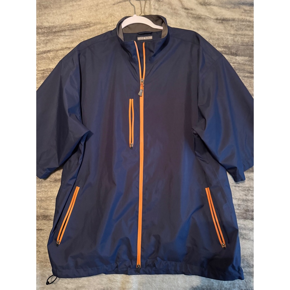 Peter Millar Element Water Windbreaker Mens XXL Navy Blue Short Sleeve MS13EZ02